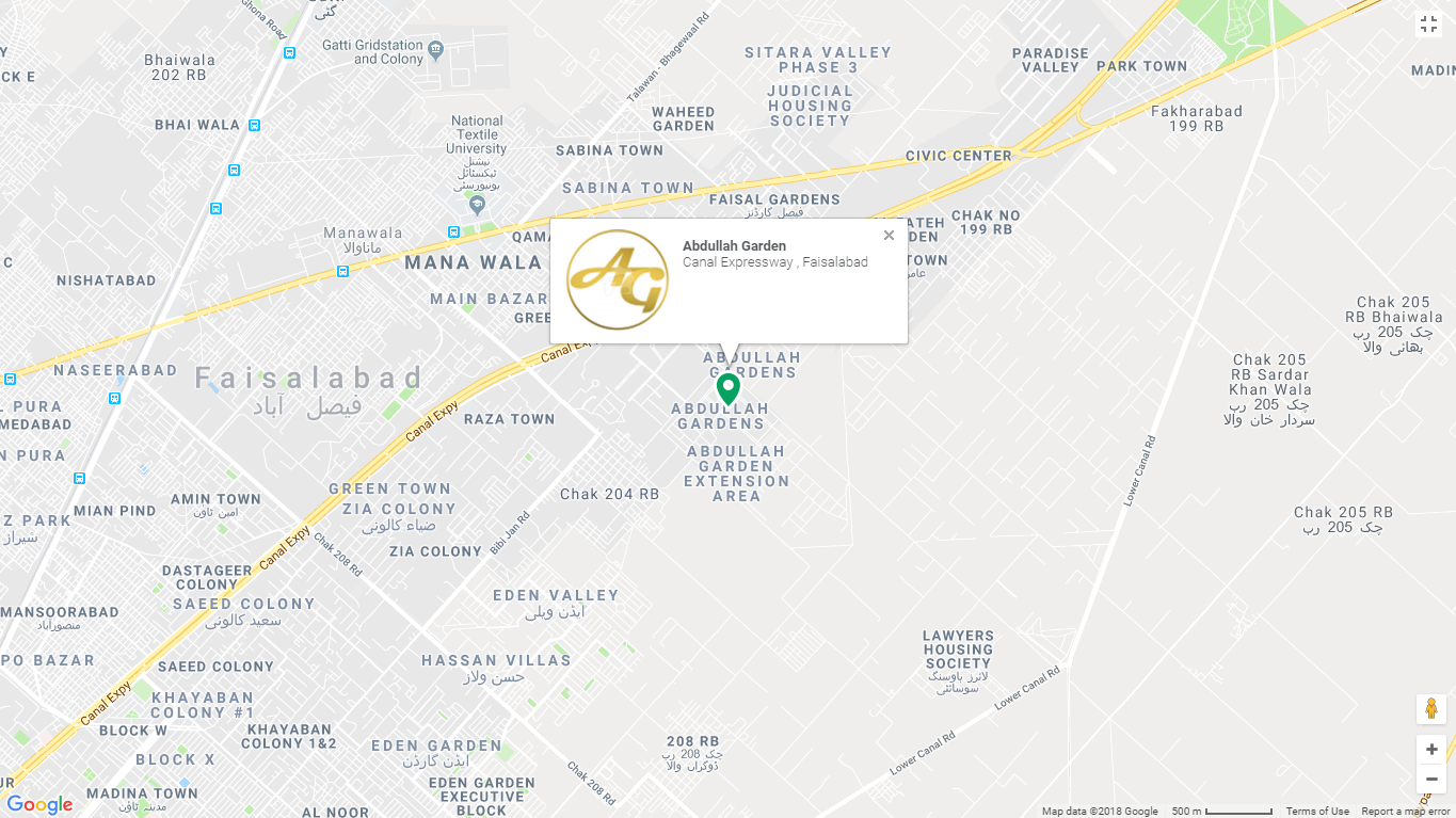 Abdullah Garden Faisalabad Location Map